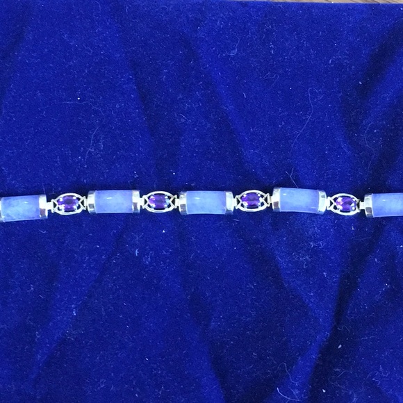 Vintage lavender jade and amethyst Bracelet - Picture 1 of 3